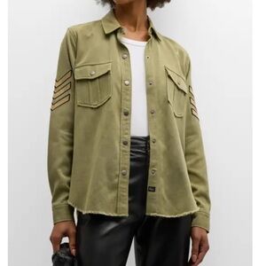 Rails Loren Raw Hem Military Shirt Size S Women Cotton Blend Buttons In Canteen
